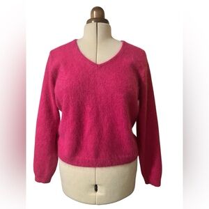 Vanesha Angora Sweater Size L Vintage Hot Raspberry Pink Barbiecore Fuzzy